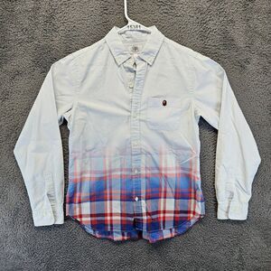 A Bathing Ape Shirt Men Size Small White Plaid Long‎ Sleeves Button Down